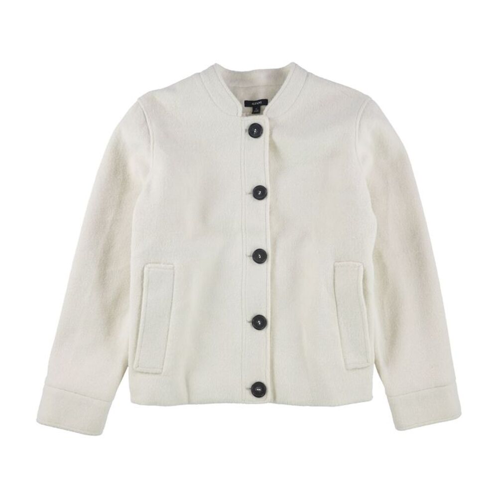 Alfani Womens Solid Bomber Jacket, Off-White, L, DM